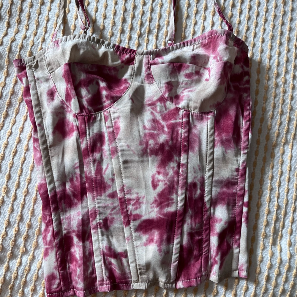 Tie Dye Print Structured Corset Top